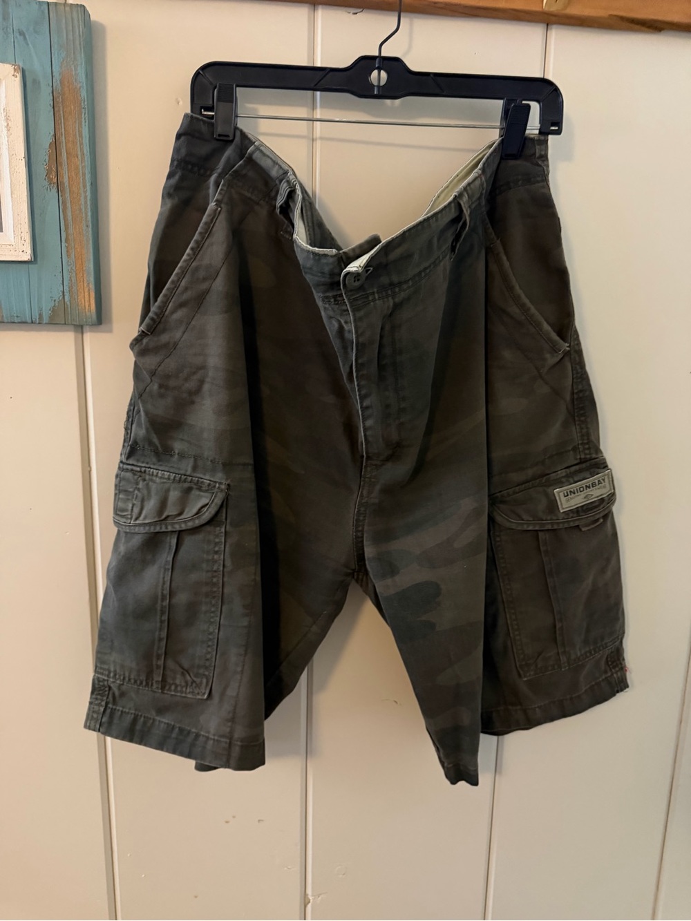 Unionbay Men’s 42 Baggy Camo Cargo Shorts Y2K Skater Utility Gray